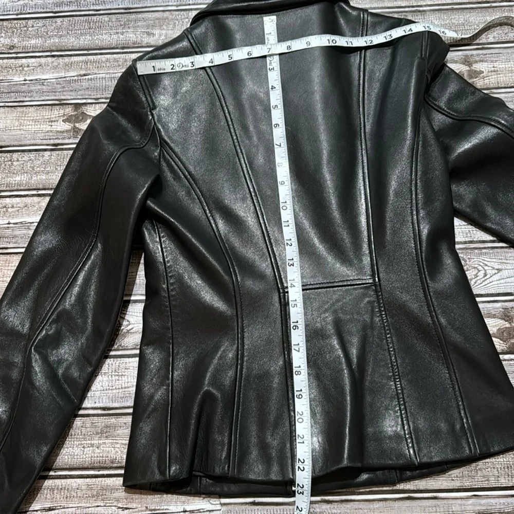 LNR Vintage Black Soft Leather Lined Pockets Zip Up Jacket Small - Picture 13 of 16